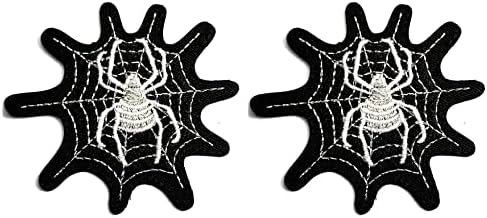 SareeSy Set Set 2 PCS. אלמנה שחורה יפה עכביש עכביש לילדים מצוירים לוגו רקום תפור על תיקון תיק טריקו