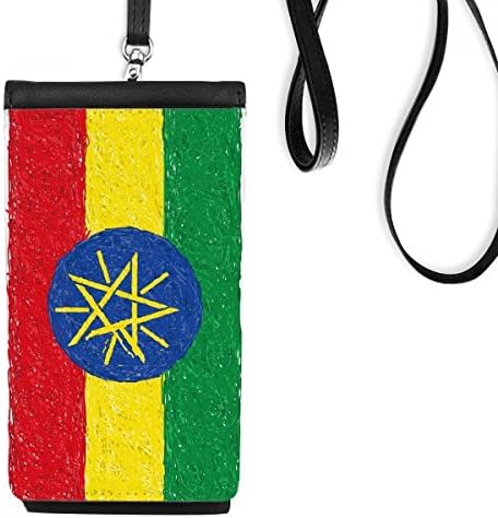 פסים אתיופיה דגל עפרון ציור ארנק ארנק תלייה כיס נייד כיס שחור
