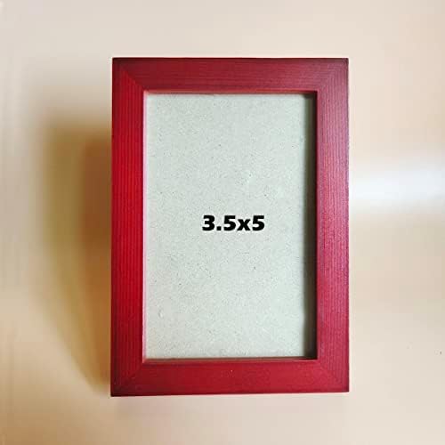 Kele Model 3.5x5 מסגרות תמונה מסגרת עץ מוצק אדום, שולחן לוח פלסטיק או קיר. פתיחת חלון קדמית 3x4.5