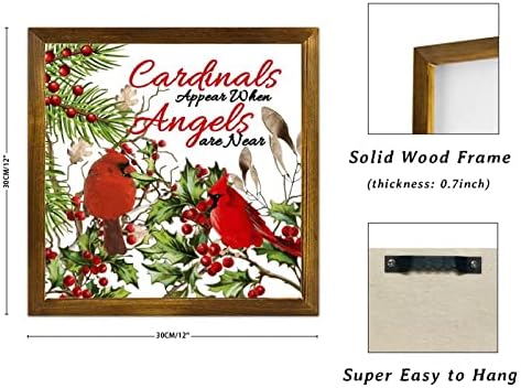 קרדינלים מופיעים כאשר מלאכים נמצאים בקרבת שלטי עץ לחג המולד זיכרון קרדינל קרדינל מסגר קיר שלט חגים