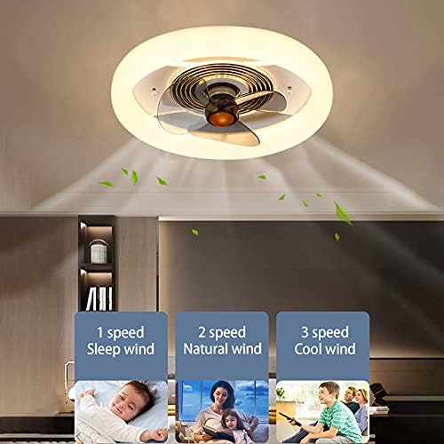 מאוורר LED Cutyz עם תאורת תקרה ושלט רחוק שקט 3 מהירויות חדר שינה לעמעום אורות מאוורר תקרה