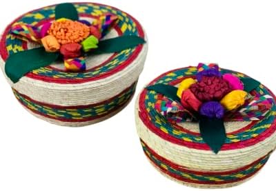 מסלולי דקל/קש טורטיה מסורתי מסורתיים מסורתיים, טורטילרה רב-צבעונית, מחזיק טורטיה קטן וגדול- בעבודת יד במקסיקו