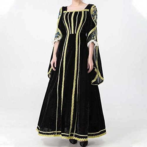 נשים של ימי הביניים שמלת גבירותיי בציר סלעית שמלה שחור ליל כל הקדושים תחפושת תלבושות ויקטוריאני פייר