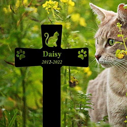 צבוע מותאם אישית חתול קבר סמני צלב אישית חתול זיכרון קבר המוקד חתול זיכרון סימן לחיות מחמד קבר