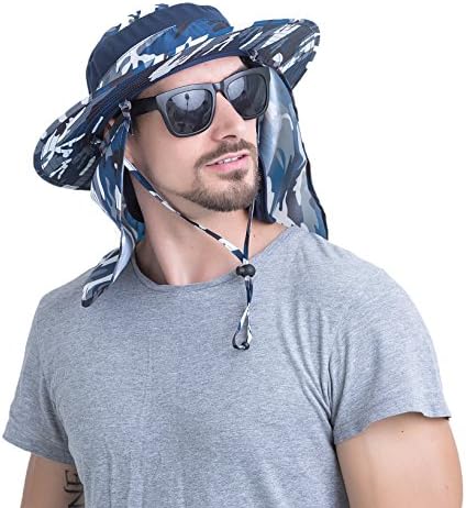Yr.lover חיצוני UV הגנת שמש רחבה שוליים כובע דיג עם דש נשלף