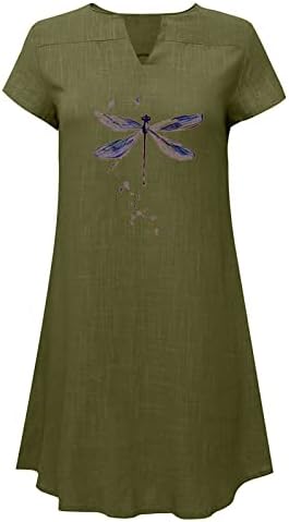 נשים של רופף חולצה שמלת קיץ מזדמן קצר שרוול עם צווארון טוניקת שמלת שפירית מודפס זורם נדנדה טי מיני שמלות