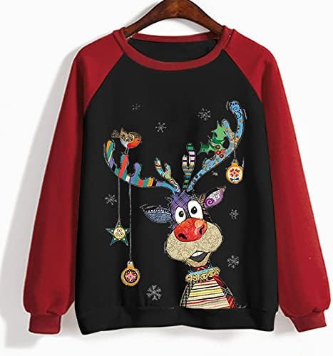 מכוער חג המולד סוודר לנשים 2022 סתיו אופנה קרוע ארוך שרוול סוודר סווטשירט באפלו משובץ חג המולד חולצות