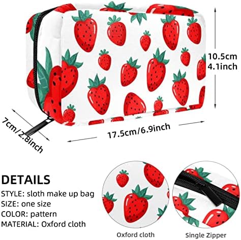 תיק איפור של Ratgdn פירות יער אדום דפוס תות קוסמטיקה תיק קוסמטיקה ניידים רכבת נסיעות ניידים מארגן