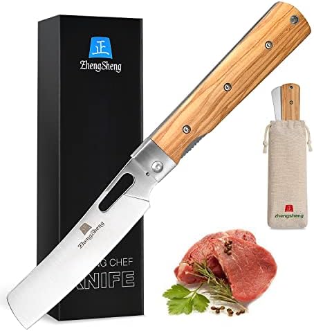 מתקפל שף סכין 4.8 חד 440 נירוסטה להב טבעי זית ידית כיס מתקפל יפני סגנון מטבח סכין עבור חיצוני קמפינג