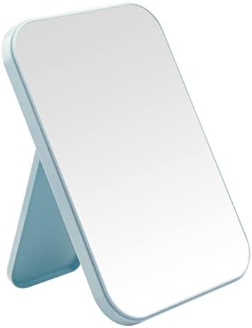 שולחן עבודה איפור מראה, 8 אינץ נייד מראה, פשוט מתקפל איפור מראה עם מעמד, עומד קיר תליית כפול-החובה כחול