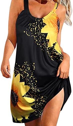 נשים של מזדמן רופף שמלה קיצית בוהו פרחוני שמלה ללא שרוולים מיני שמלות קיץ חוף חופשת נדנדה טוניקת