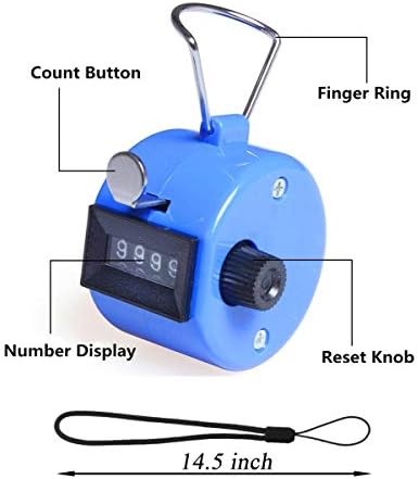 Wofeida Handheld Tally Counter/Clicker מספר ידני מכני עם טבעת אצבעות, 4-דיגיטלי, דיסק גולף/בייסבול המגרש/נהג
