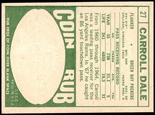 1968 Topps 27 Carroll Dale Green Bay Packers Ex/MT+ Packers VPI
