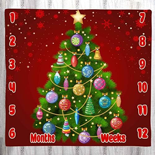 שמיכת גיל לתינוקות של ליילצי, עץ חג המולד חורף אדום תינוק אדום שמיכה שמיכה לחודש שמיכה זיכרון זיכרון, 48x40