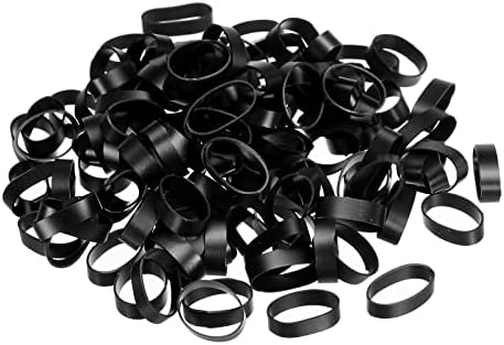 פטיקיל סיליקון פסי גומי קשרי כבלים 200 יחידות ללא החלקה 3/4 שחור שטוח לעטיפת חוט, עטיפות תיקים, אמנות