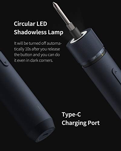 מברג חשמלי של Hoto, סט מברג אלחוטי 3.6 וולט, עיצוב כל אחד, כבל טעינה USB-C, ידני וחשמל, LED נטול אור, מומנט