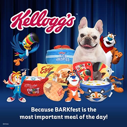Kellogg's for Pets 7 Eggo Happy Toust Plush צעצוע חריקת צעצוע וצעצוע של כלבים