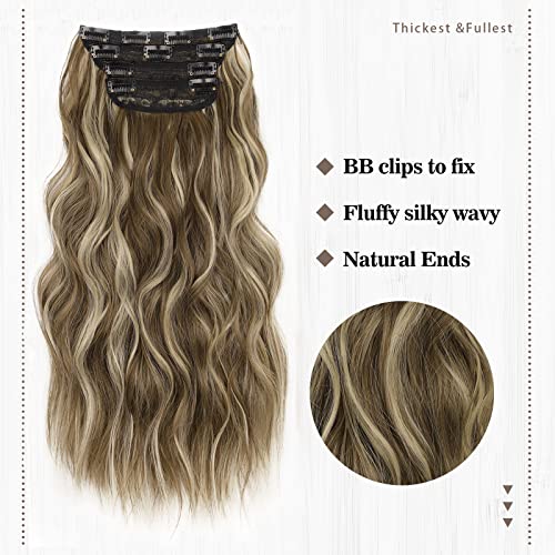 קליפ ארוך גלי שיער הרחבות סינטטי 4 יחידות עבה נוכריות לנשים 20 אינץ ארוך סיבי שיער הארכת עבור יומי מסיבת שימוש