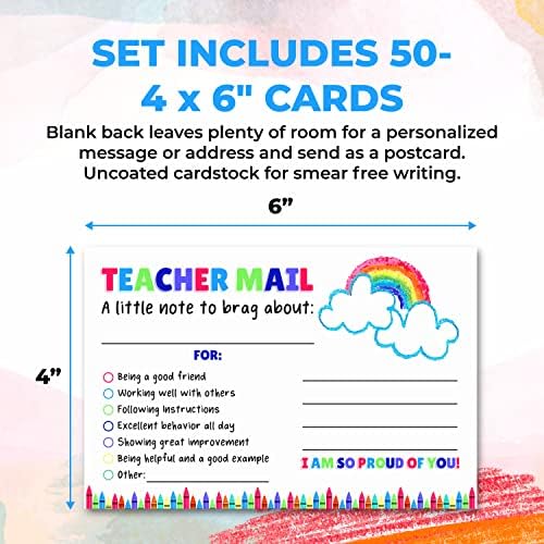 50 עפרונות קשת דואר שמח מורה מציין להורים-בכיתה התנהגות טובה תמריץ כרטיסי מוטיבציה לשלוח הביתה-גן ילדים, גן