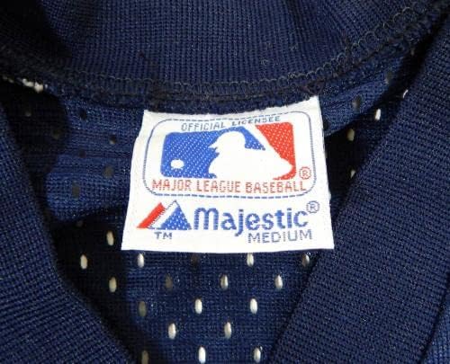 1983-90 מלאכים בקליפורניה משחק ריק הונפק תרגול חבטות כחול ג'רזי M 904 - משחק משומש גופיות MLB