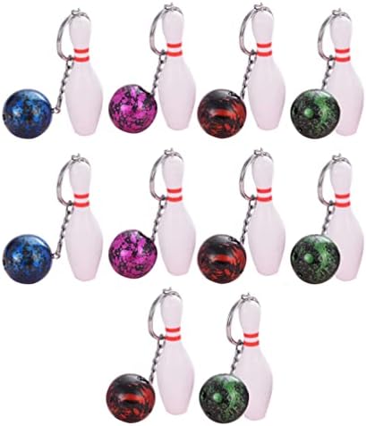10 יחידות מיני באולינג סיכה מחזיקי מפתחות באולינג כדור קסם שרשרת מפתח ספורט ספורט מפתחות לקבוצות מתנות