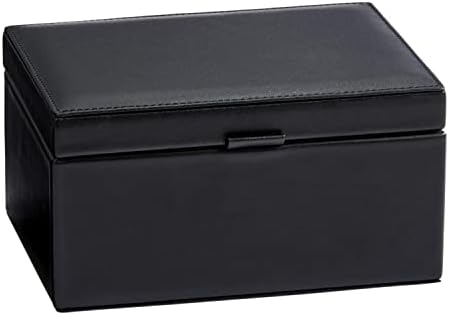 קופסת עור שחורה עם מגש הרמה 7 x 5