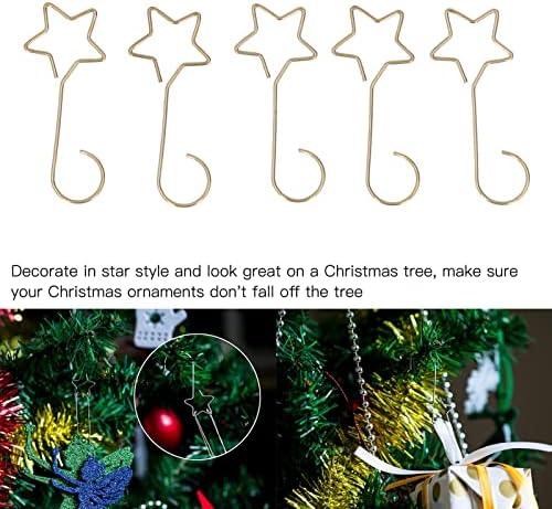 ווים עץ חג המולד של Emoshayoga, נירוסטה בצורת S כוכבים 300 יחידות קישוט חג המולד ווים מראה אלגנטי