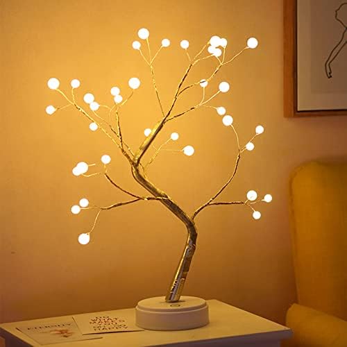 עץ חג המולד עם אורות קישוט עץ מיני עם 36 נוריות LED לבנות חמות אור USB קישוט שולחן
