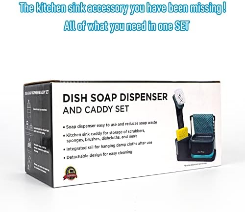 מתקן סבון סבון כלים עם מחזיק ספוג וספוג ומחזיק מברשות נקייה ומחזיק כלים, כיור מארגן משטח כיור כלים מתקן סבון סבון