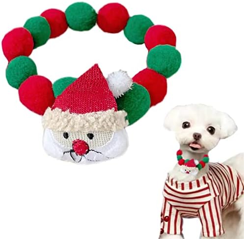 צווארון חג המולד של לויני לחתול כלבים מתכוונן כדורי קטיפה מתכווננים לבגדי צוואר צווארון חתלתולים