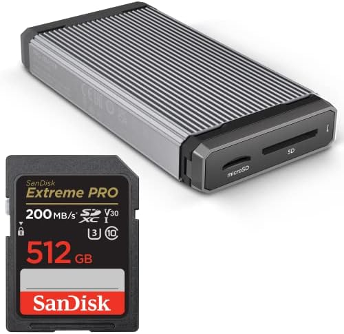 Sandisk 1TB Extreme Pro SDXC כרטיס זיכרון UHS -I - עד 200MB/S עם Sandisk Profession Pro -Reader SD ו- MicroSD