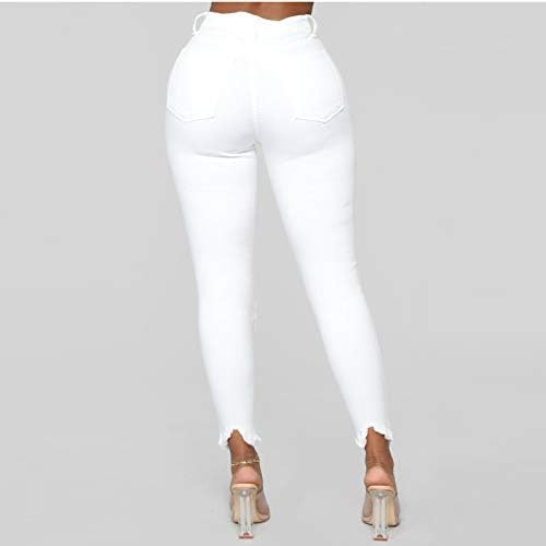מכנסי יוגה לנשים בתוספת מגף גודל חתך קרוע ארוך בגודל רגיל מכנסיים מוצקים צבע פלוס ג'ינס ג'ינס דק חור
