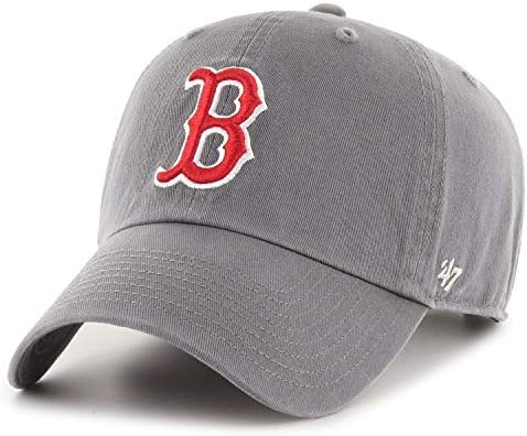 '47 מותג בוסטון רד סוקס לנקות מתכוונן כובע-כהה אפור/אדום, יוניסקס, למבוגרים-ליגת העל בייסבול כובע