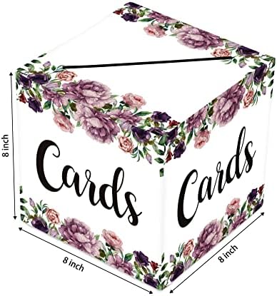 קופסת כרטיסי פרחים סגולים - מחזיק קופסאות מתנה או קופסאות מתנה או קופסאות כסף 8 אינץ '8 אינץ