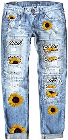 311 הילוך נשים של ג 'ינס נשים של בלוי שמש פרח הדפס מנומר אמצע מותניים קרע ג 'ינס ז' אן שמלה לנשים