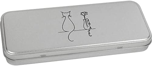 Azeeda 80 ממ 'אגרטל חתול ופרחים' מתכת פח/קופסת אחסון מתכת