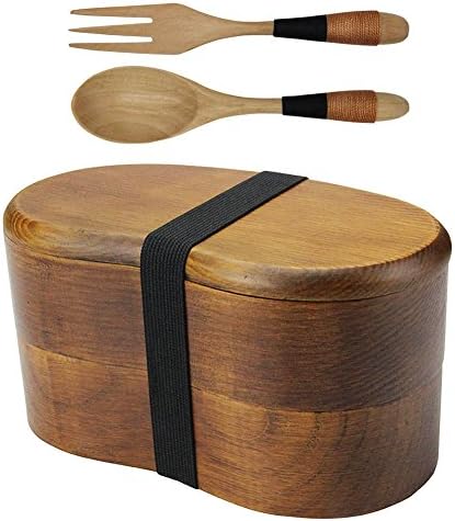 קופסת בנטו יפנית אאוסי, קופסאות ארוחת צהריים, שכבה כפולה יפנית קופסת בנטו קופסת בנטו מעץ לקמפינג לפיקניק