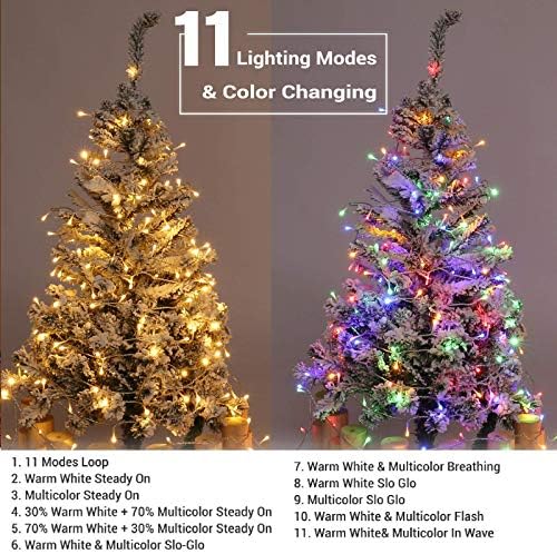 BRIZLED 200 LED LED לבן חם ורב צבע משתנים אורות חג מולד + TEETOP כוכב חג המולד של 8 נקודות למסיבת עץ חג