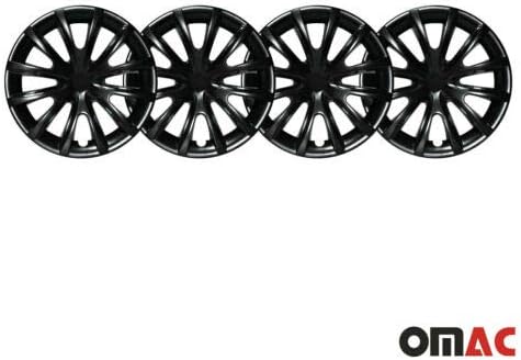 OMAC HUBCAPS 16 אינץ 'עבור פורד בריחה שחור ושחור 4 יח'. כיסוי חישוקי גלגלים - כובעי רכזת - החלפת חוץ של צמיג