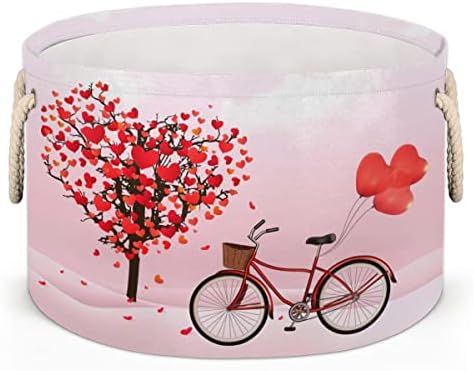 לב ליום ולנטיין, בלוני אופניים בצורת עץ אופניים סלים עגולים גדולים לאחסון סלי כביסה עם ידיות סל אחסון