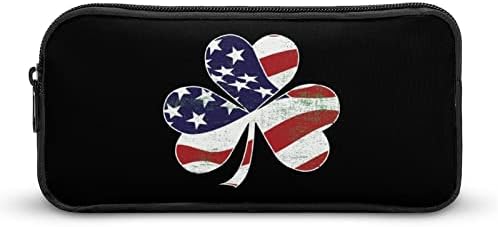 דגל אמריקאי אירי שמרוק סנט פטריקס יום עיפרון מודפס תיק תיק עט עט קופסה לכיס קופסה.