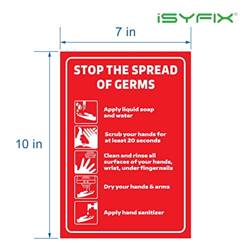 iSyfix שוטפים את הידיים שלך עצרו את מדבקות שלטי הממרח - 2 חבילות 7x10 אינץ