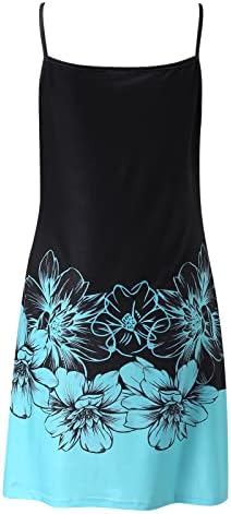 שמלות לנשים קיץ מזדמן פרחוני מודפס שמלה ללא שרוולים חלול חוף רופף מיני קצר