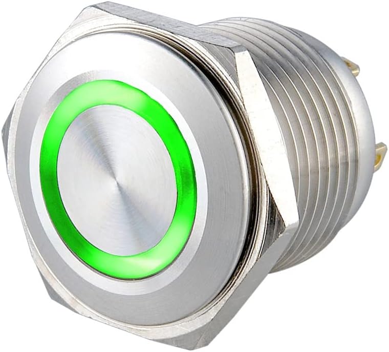 5 חתיכות אטום למים טבעת גוף קצרה LED רגעי רגיל מתכת מתכת פתוחה מתג חשמלי נירוסטה 16 ממ -