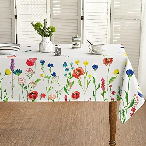מפת שולחן אביב קיץ יומית עגולה בגודל 60 על 60 אינץ', כיסוי שולחן פרחי בר פרחוני לעיצוב ארוחת
