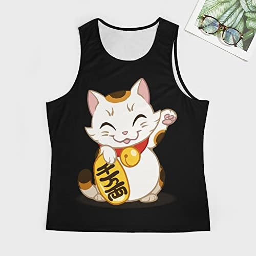 יפני מזל מזל חתול גברים של גופייה קיץ אימון חולצות כושר טי חולצות ללא שרוולים