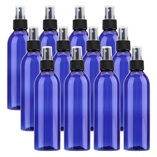 Tosnail 12 חבילה 8 גרם בקבוקי ריסוס פלסטיק בקבוק ריסוס ערפל עם מרסס ערפל עדין שחור - כחול