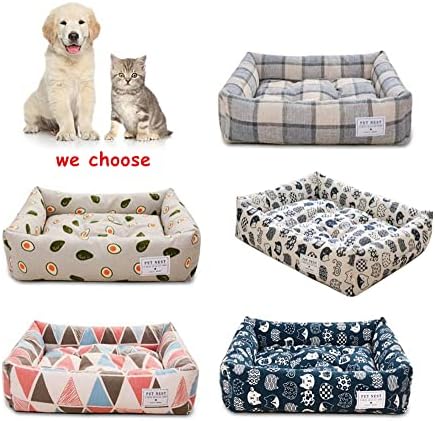 מיטת ארגז חיות מחמד מודפסת מלבנית ספה חתול כלב יצירתי רכה, אורטופדית ונשלפת לכלבים וחתולים בינוניים