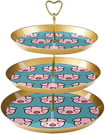 3 מעמד עוגת שכבות, חזירים מגדל תצוגת קינוח ראש, מחזיק עוגת עגול פלסטי