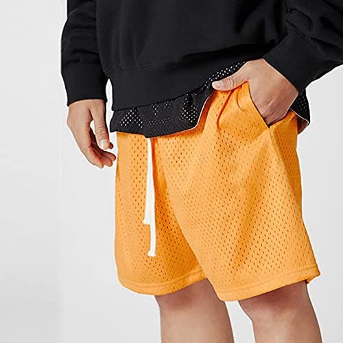 מכנסי SEZCXLGG לגברים מבדת בגדים חמש נקודות צבע מגרש רשת מוצקה רשת קיץ מכנסיים קצרים קו כפול מכנסיים